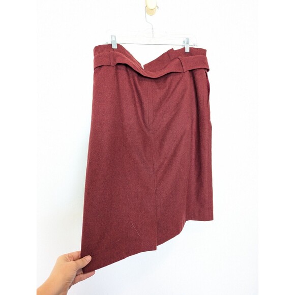 Boden Womens Rosemoor Paperbag Wool Skirt Size 16 Burgundy Wool Blend Midi Fall - Picture 7 of 10